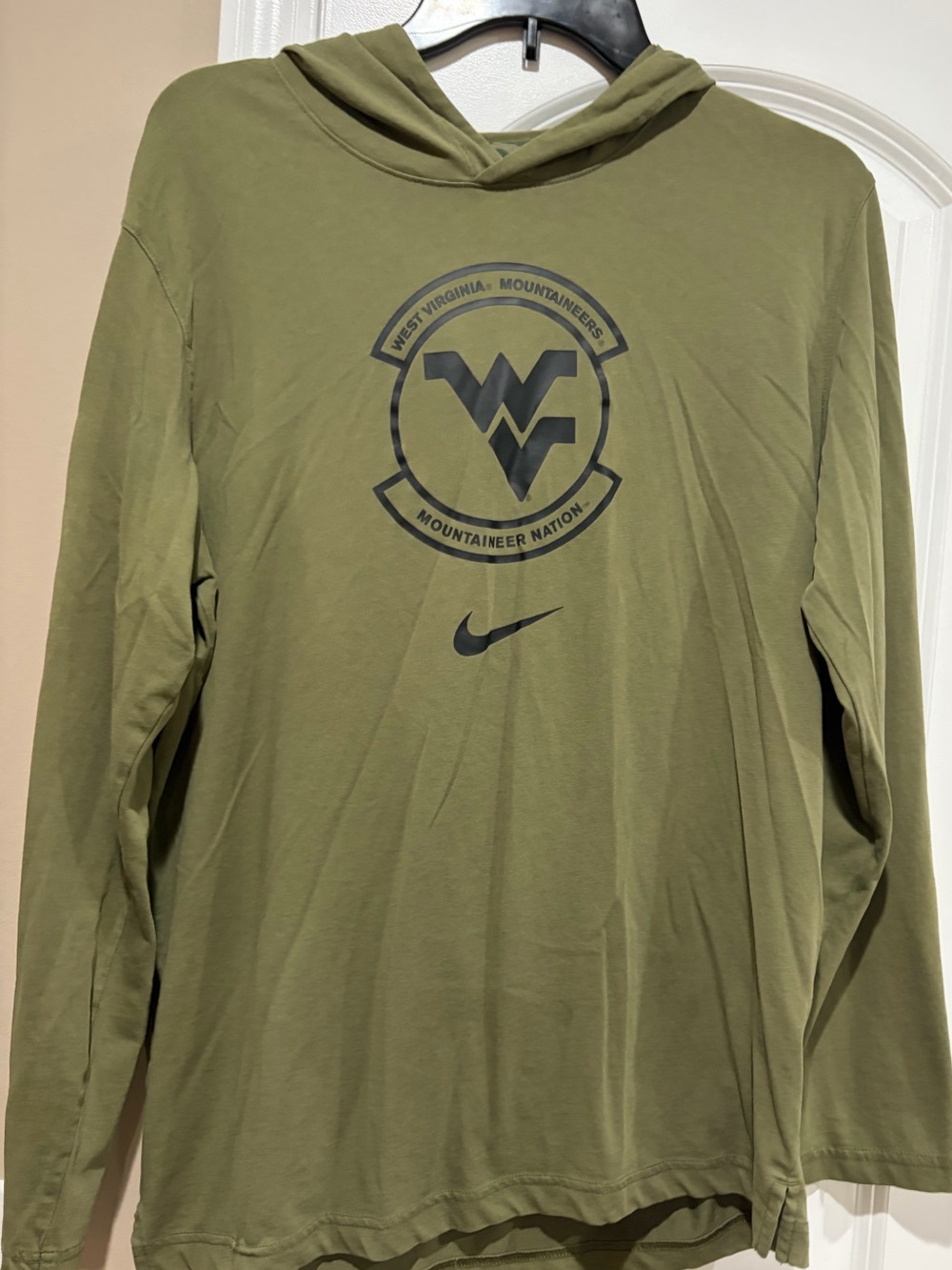 Nike Olive Green West Virginia Mountaineers Hooded Long-Sleeve Shirt